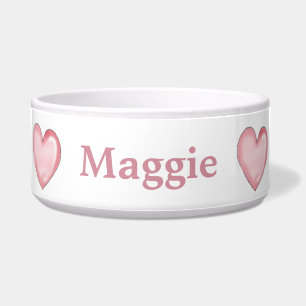 Écuelle Cuvette rose faite sur commande de chien de coeurs