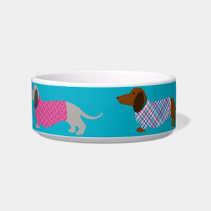 Écuelle Dachshund rose et bleu 