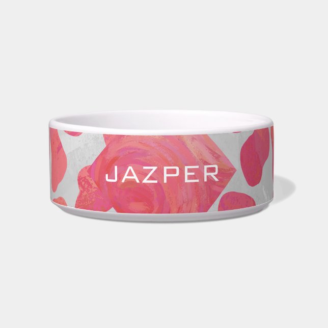Écuelle Dalmatien Rose et Blanc avec Monogramme (Devant)
