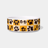 Écuelle Damier Empreinte de Patte de Chat Jaune Ensoleillé (Gauche)