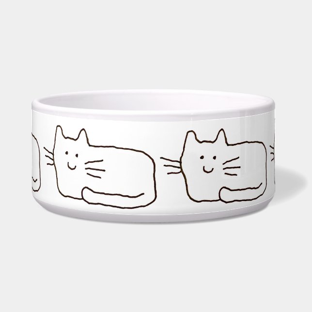 Écuelle Dessin au trait de chats simples de dessin animé (Devant)