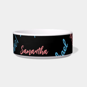 Écuelle Deux noms couples motif monogramme bleu rose clair