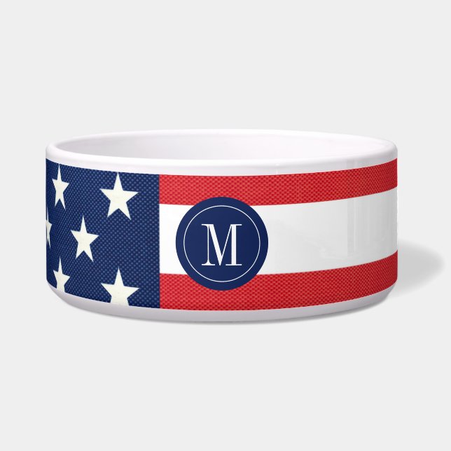Écuelle Drapeau américain moderne avec monogramme  (Devant)