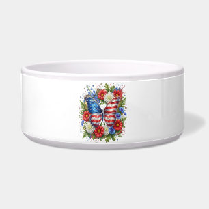 Écuelle Drapeau Américain Rouge Blanc Bleu Papillon Floral