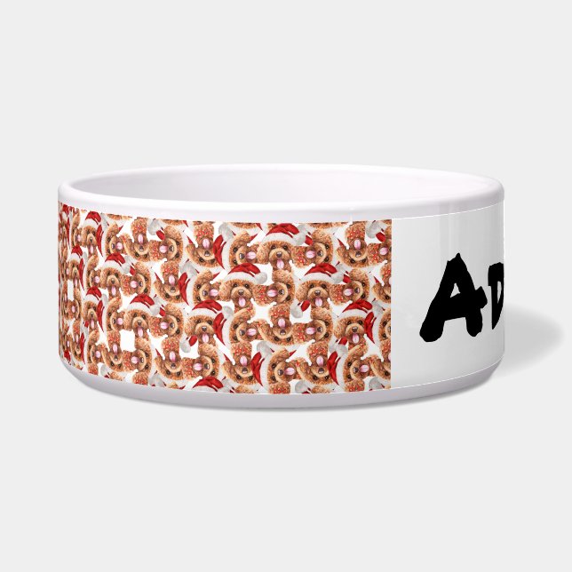 Écuelle Drôle Poodle Nom Motif de Noël (Devant)