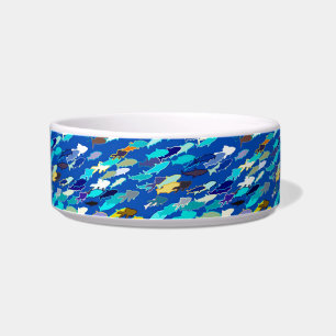 Écuelle École de poisson, bleu foncé, blanc et turquoise
