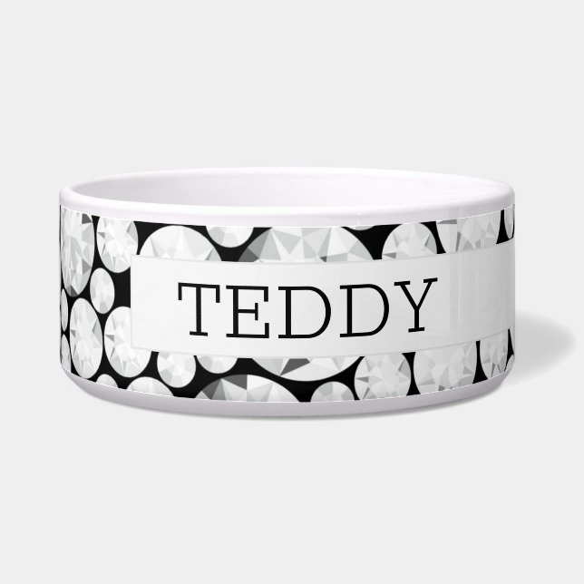 Écuelle Élégant Diamond Gemstone PET NOM Glam Bling (Droite)