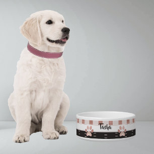 Écuelle Elégant Rose Gold & Charcoal Personnalisé Pet Bowl