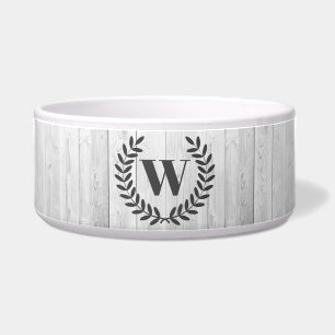Écuelle Elégant Rustique Blanc Laurelles Gris Monogramme