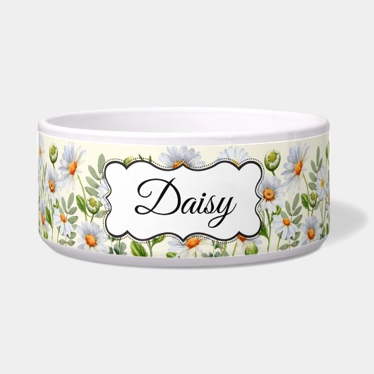 Écuelle Elegant Yellow Daisy Personalized Pet Bowl (Devant)