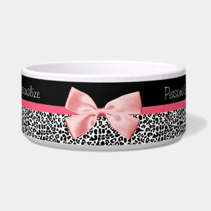 Écuelle Empreinte de léopard à la mode et ruban rose ave