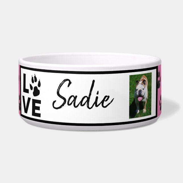 Écuelle Empreinte de patte. Nom du chien et photo Custom (Devant)