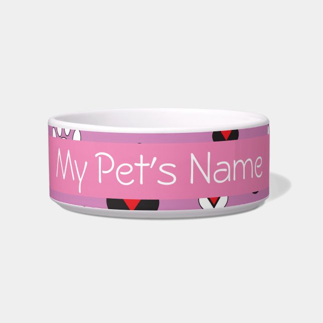 Écuelle Empreintes de pattes avec Coeurs céramique Pet Bow (Devant)