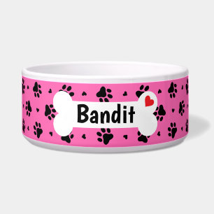 Écuelle Empreintes de pattes de chien noir et Motif de coe