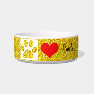 Écuelle Empreintes de pattes d'or Monogrammes Glittery mig