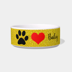 Écuelle Empreintes de pattes Monogrammes Gold Glittery Cad