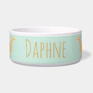 Écuelle en vichy Dachshund sur Duck Egg Blue - Nom Décontr