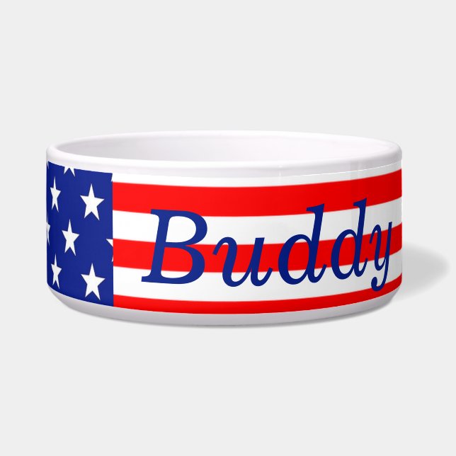 Écuelle Étoiles et rayures modifiables Chien Bowl (Devant)