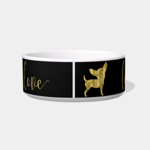 Écuelle Faux Gold Chihuahua Love Black Pet Bowl