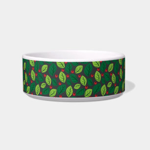 Écuelle Feuilles verts, Berries Rouges, Motif Des Feuilles