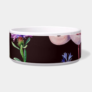 Écuelle Flamants d'aquarelle et fleurs sauvages motif.