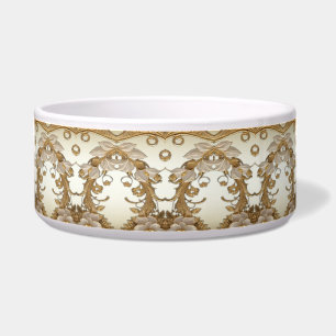Écuelle Fleurs blanches céramique or décoratif Pet Bowl