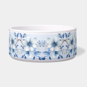 Écuelle Fleurs Bleues Botaniques Céramique Pet Bowl