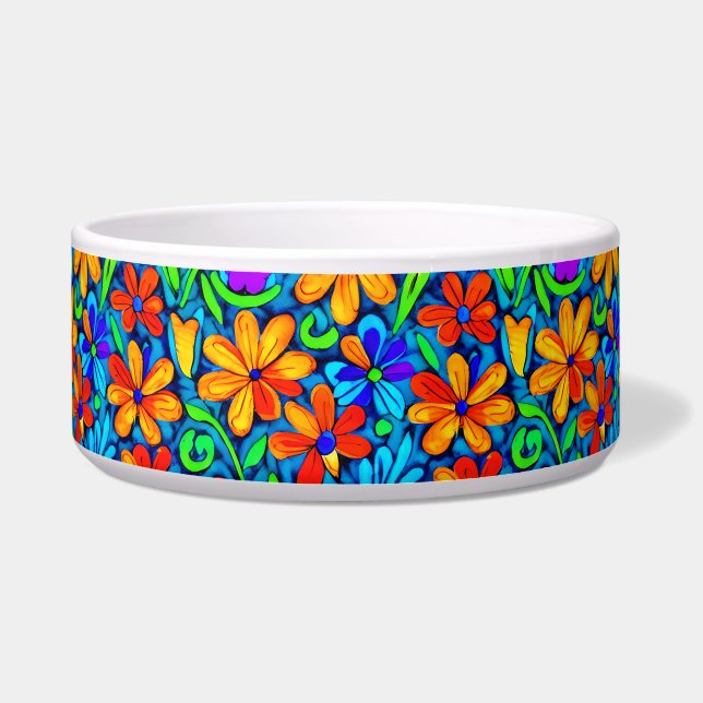 Écuelle Fleurs d'art populaire colorées vives (Devant)