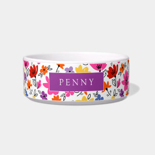 Écuelle Fleurs de printemps joyeuses Chien personnalisé