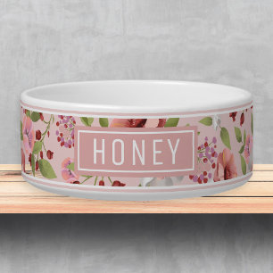 Écuelle Floral rose vert Motif Nom Modèle animal de compag