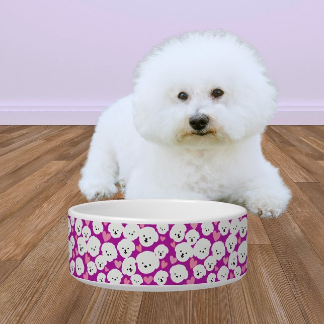 Écuelle Fluffy Bichon Visages et Coeurs Pet Bowl (Créateur téléchargé)
