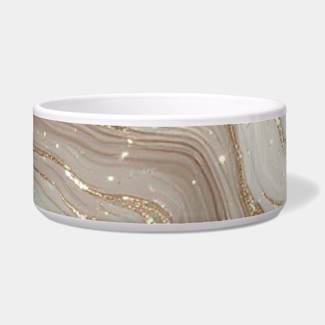 Écuelle Fond élégant en marbre beige avec paillettes dorée (Devant)