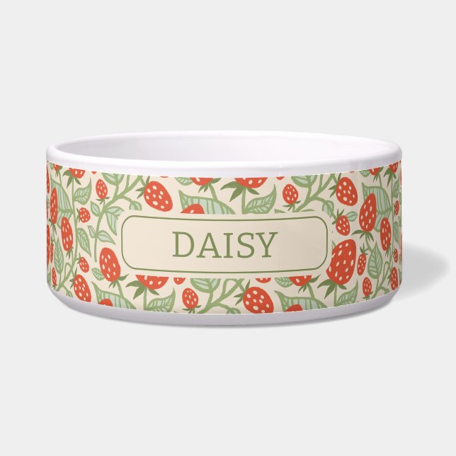 Écuelle Fraises rouges et feuilles verts motif (Devant)