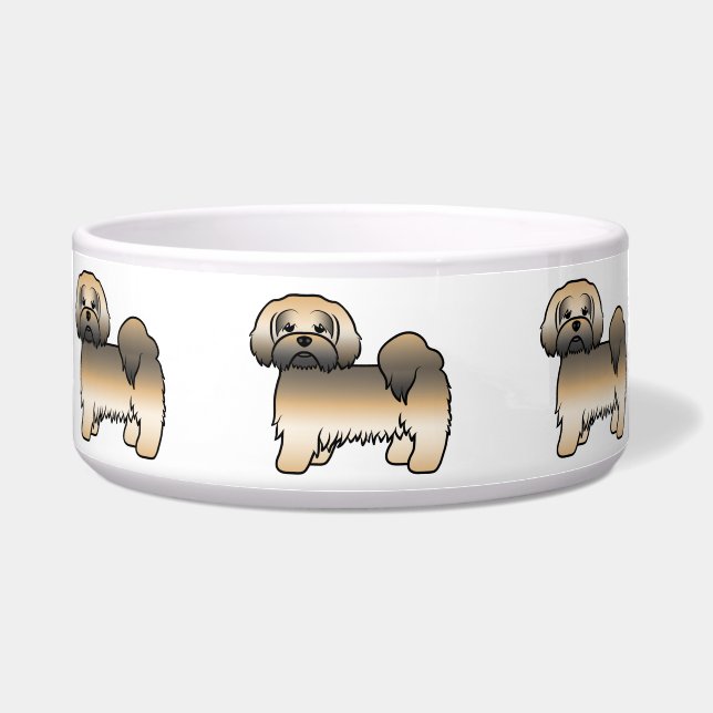 Écuelle Gold Sable Lhasa Apso Joli chien de dessin (Devant)