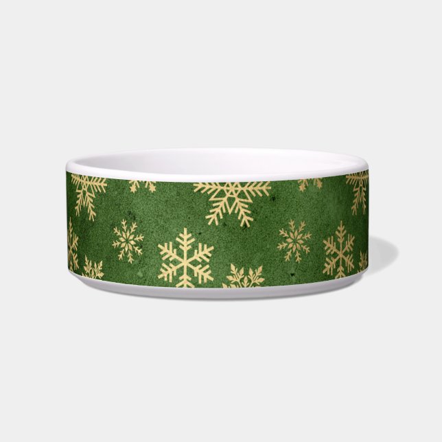 ÉCUELLE GOLD VERT NOËL THÈME PET BOWL (Devant)