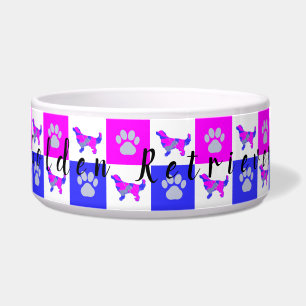 Écuelle Golden Retriever Chien & Paw Hot Pink & Blue Pet P