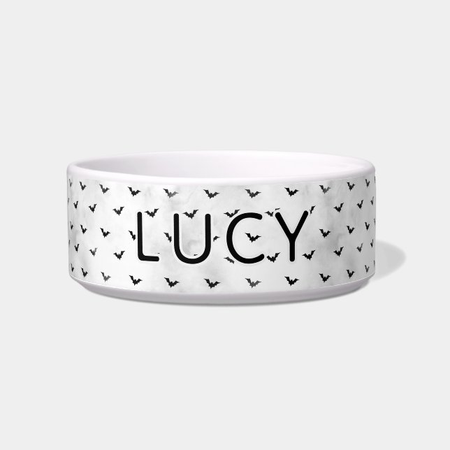 Écuelle Gothic Minimalist Bat Pattern Halloween Dog (Devant)