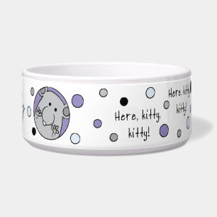 Écuelle Grand bol bleu pour animaux "Ici, Kitty, Kitty !"