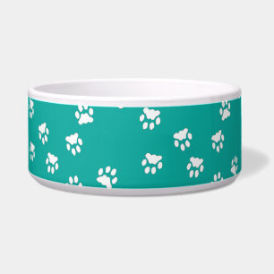 Écuelle Grande cuvette de chien d'empreinte de patte blanc