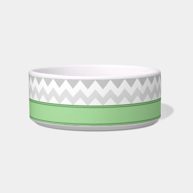 Écuelle Gray Chevron Green personnalisé Cat Bowl (Droite)