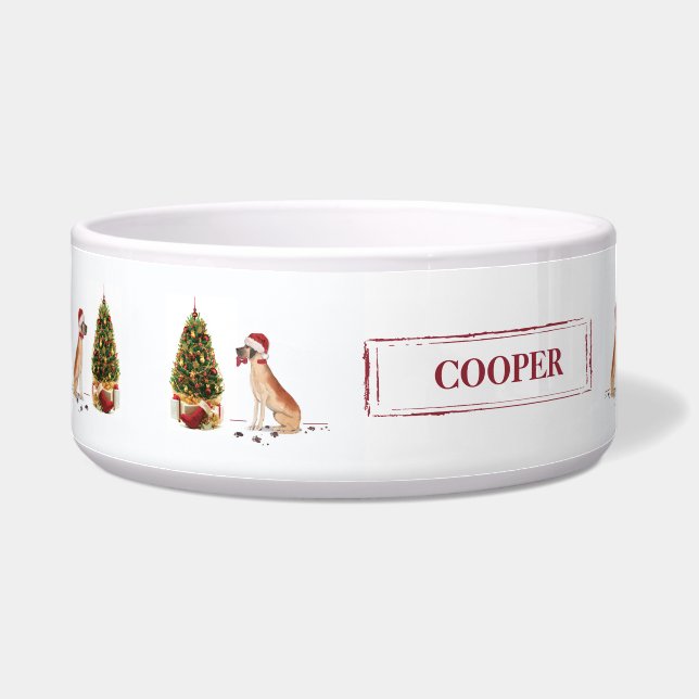 Écuelle Great Dane Funny Chien de Noël avec arbre (Gauche)
