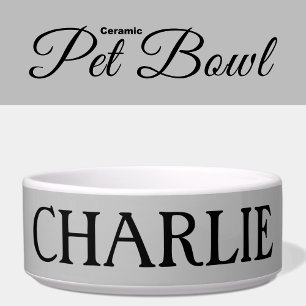 Écuelle Gris et blanc avec nom chat ou chien