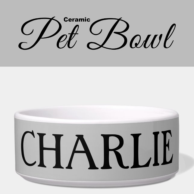 Écuelle Gris et blanc avec nom chat ou chien (Créateur téléchargé)