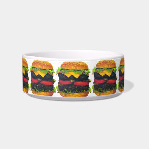 Écuelle Hamburger double de luxe avec petit animal de comp