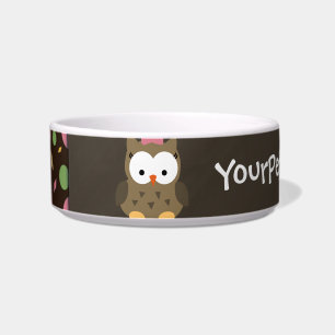 Écuelle Hibou mignon de bébé, rose/vert/brun