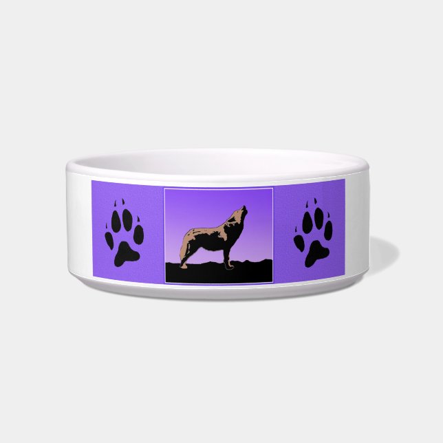 Écuelle Howling Wolf at Sunset - Art faunique original (Droite)