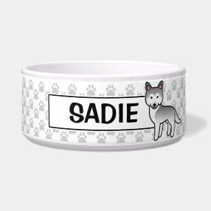 Écuelle Husky Sibérien de dessin animé gris et blanc