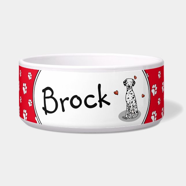 Écuelle I Love Dalmatians (noir 1) Coeurs mignon chien (Devant)
