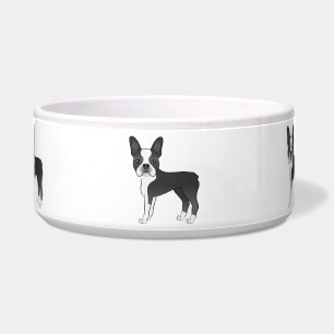 Écuelle Illustration de chien Boston Terrier noir et blanc