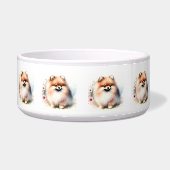 Écuelle Image d'aquarelle mignonne Pomeranian (Devant)